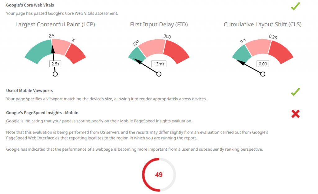 puntuación de core web vitals